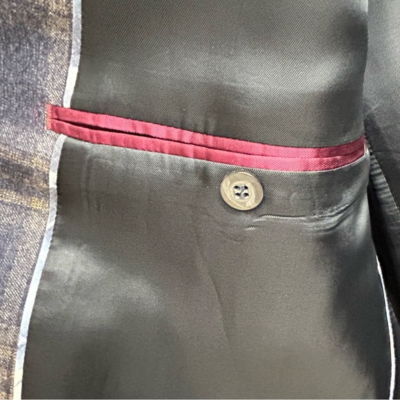 Navy and Yellow Check Pure Wool Sport Jacket - Baumler - Picture 10 of 12